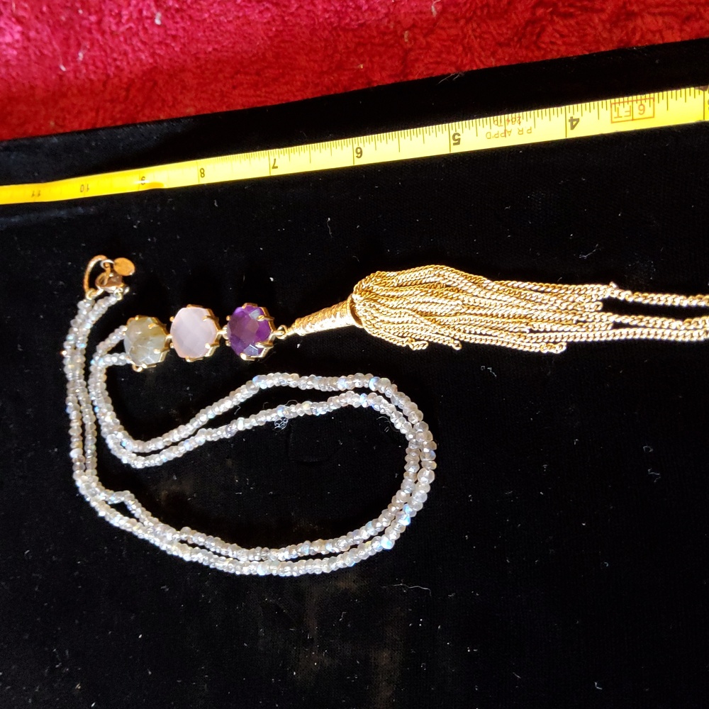 Kanupriya India (I) 925 & Quartz 26 in. necklace with glass beads